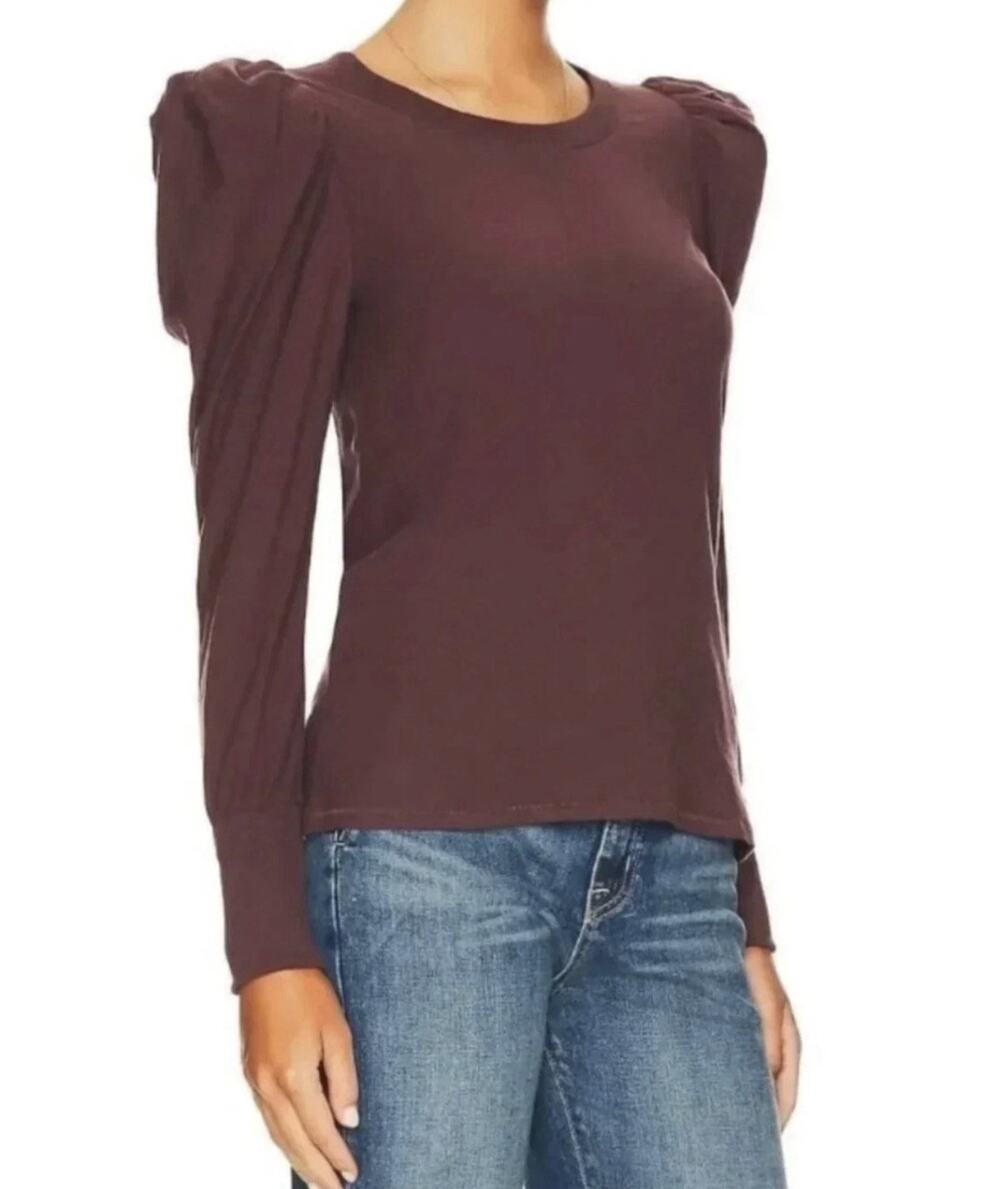 Nation LTD Romy Women's Long Sleeve Puff-Sleeve Top Burgundy Women’s Size XS
